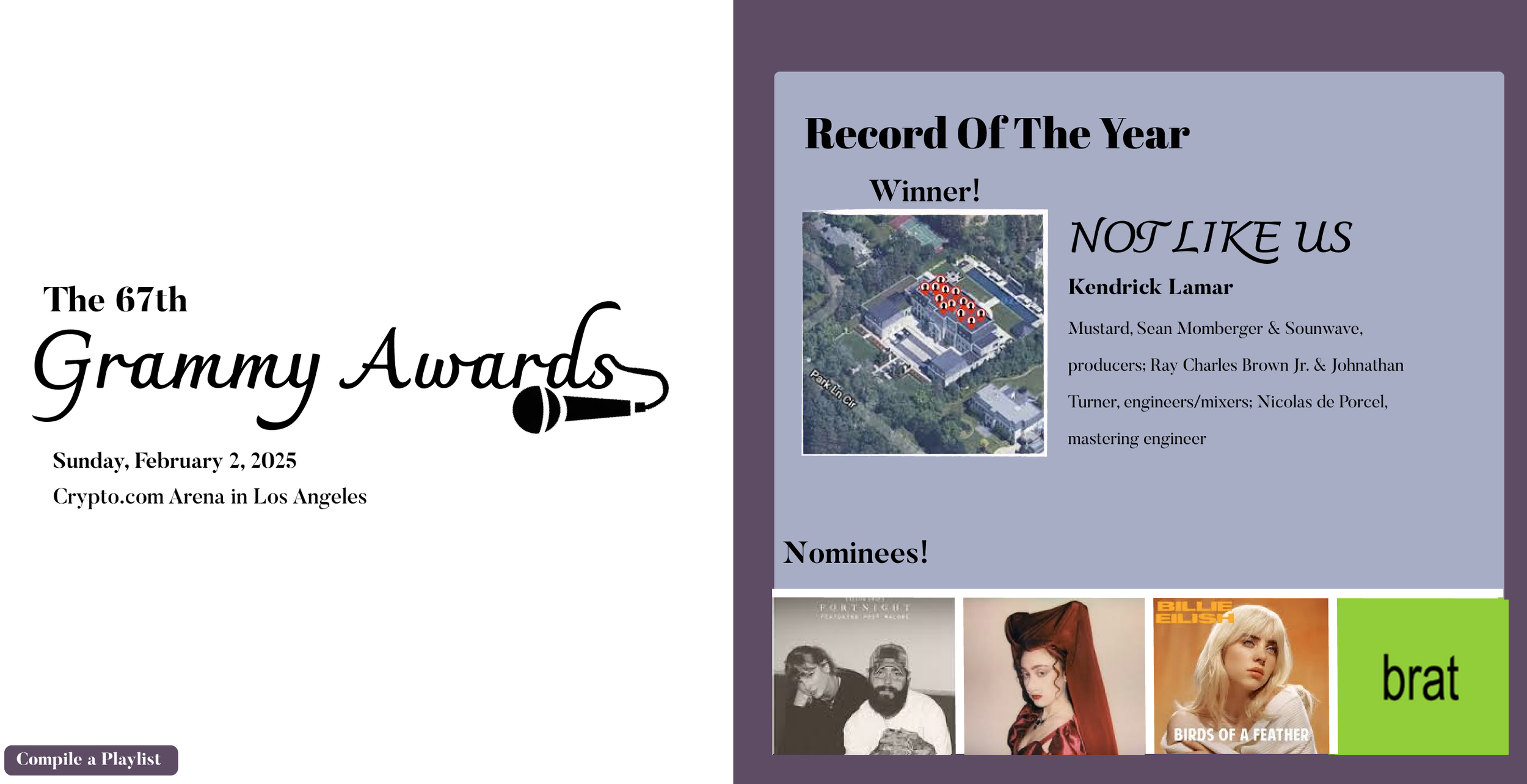 The 67th Grammy Awards Desktop Landing Page