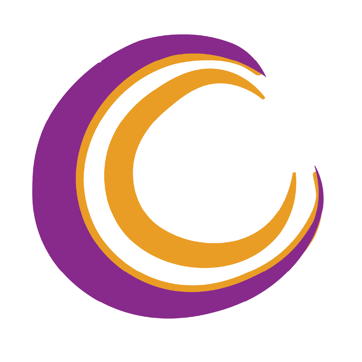 A colorful, stylized letter 'C' with purple, black, and gold segments, forming a circular shape.