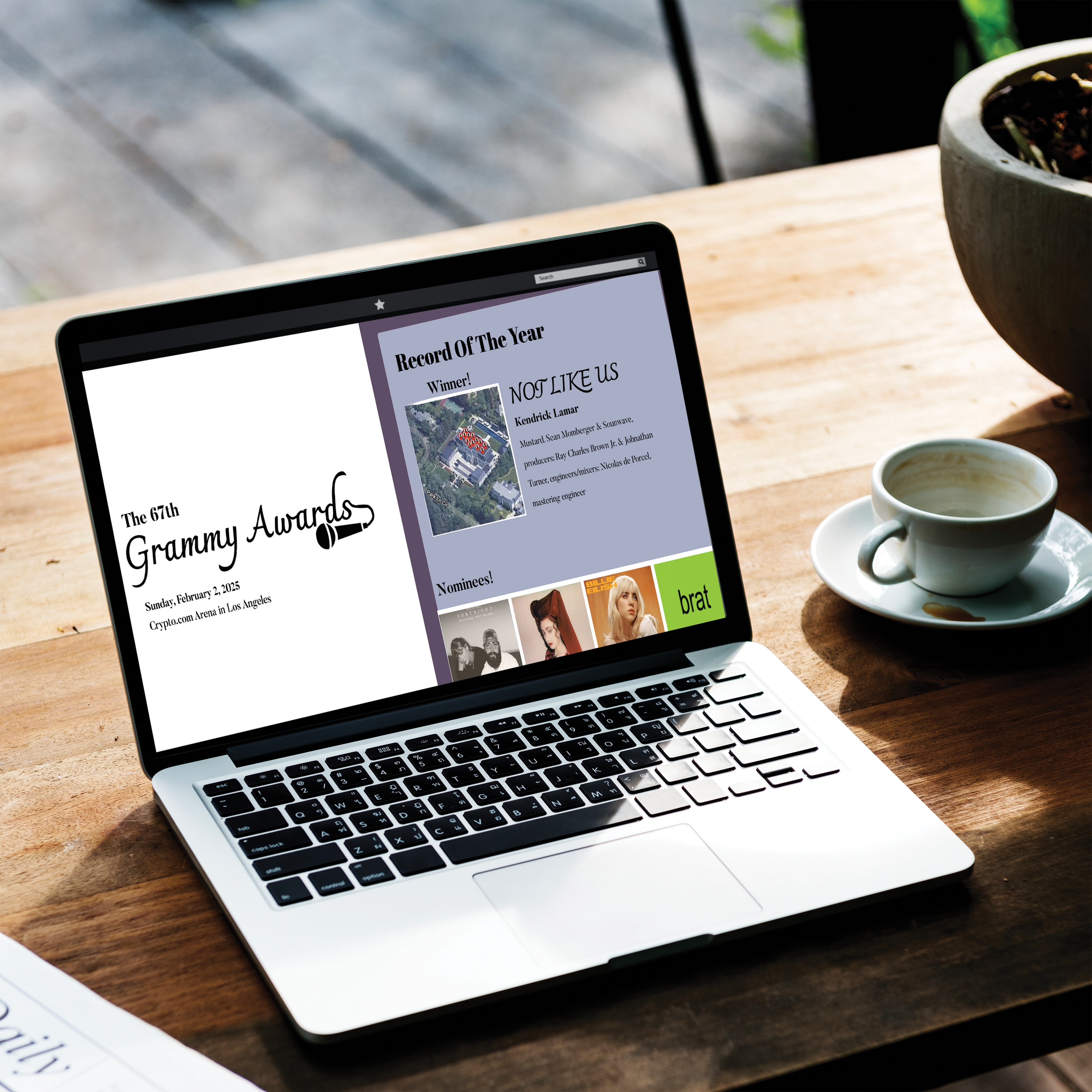 The 67th Grammy Awards Landing Page Desktop