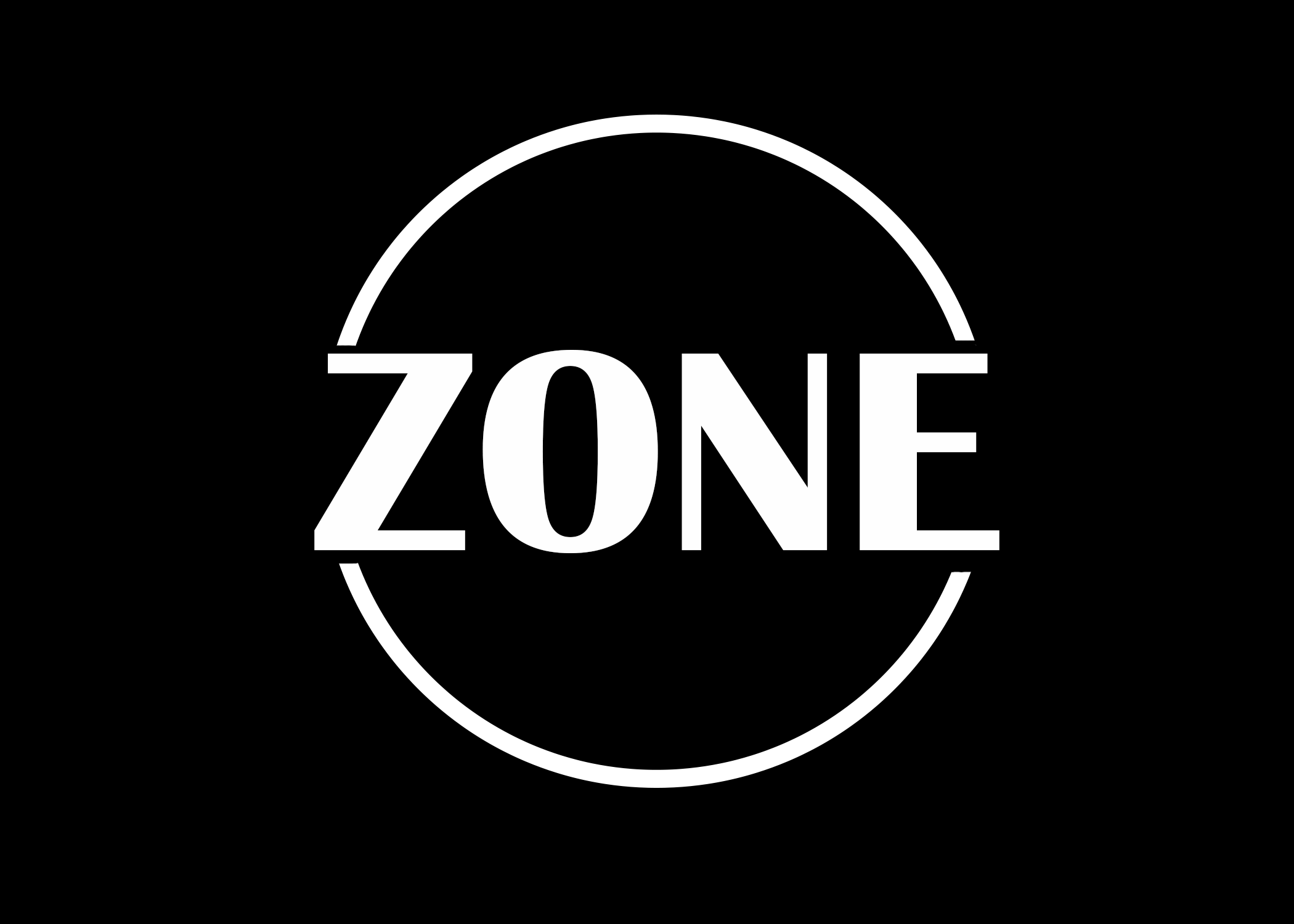 A black background with a white circle and text that reads 'ZONE' inside the circle.
