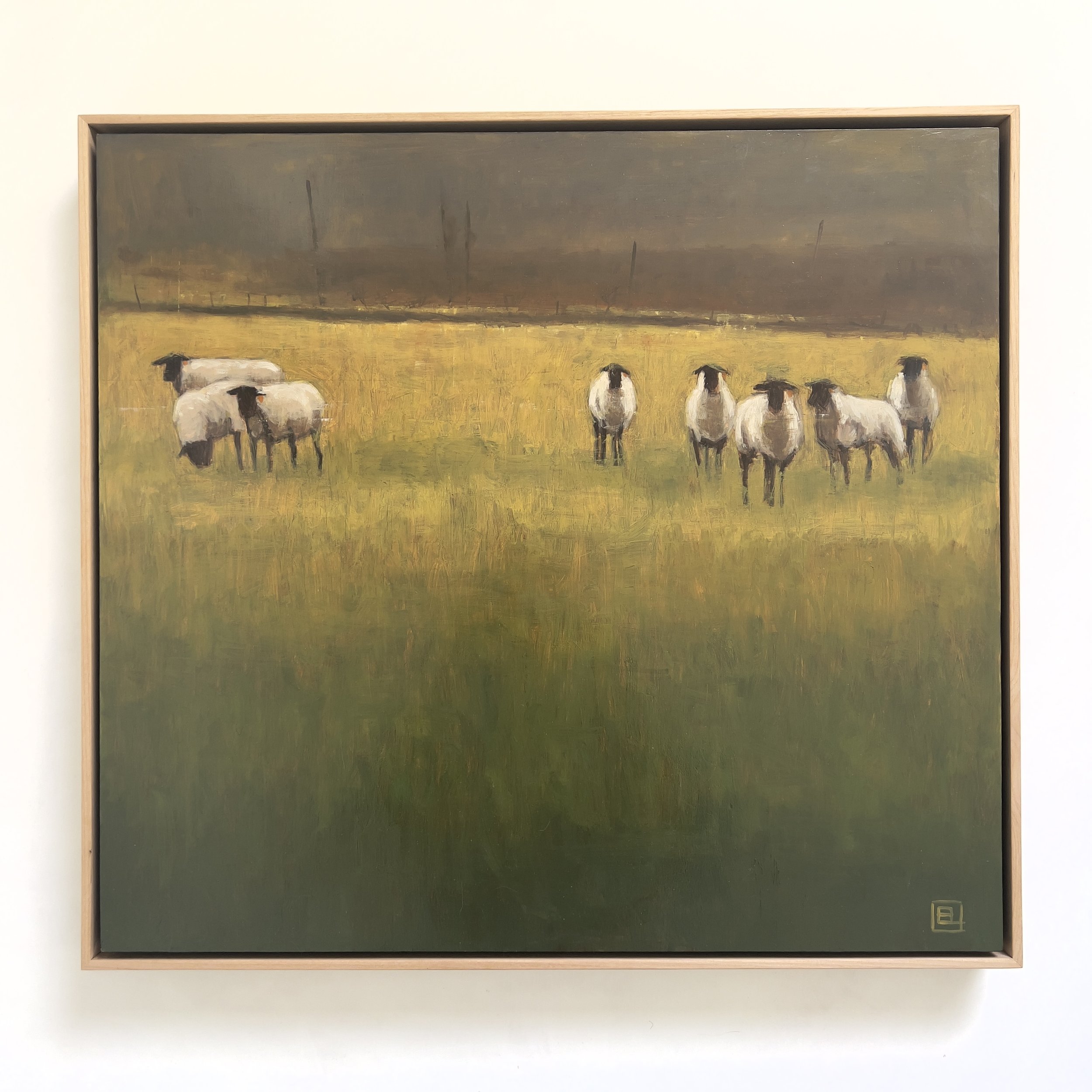 A Field Divided, 22"x20" Oil on panel