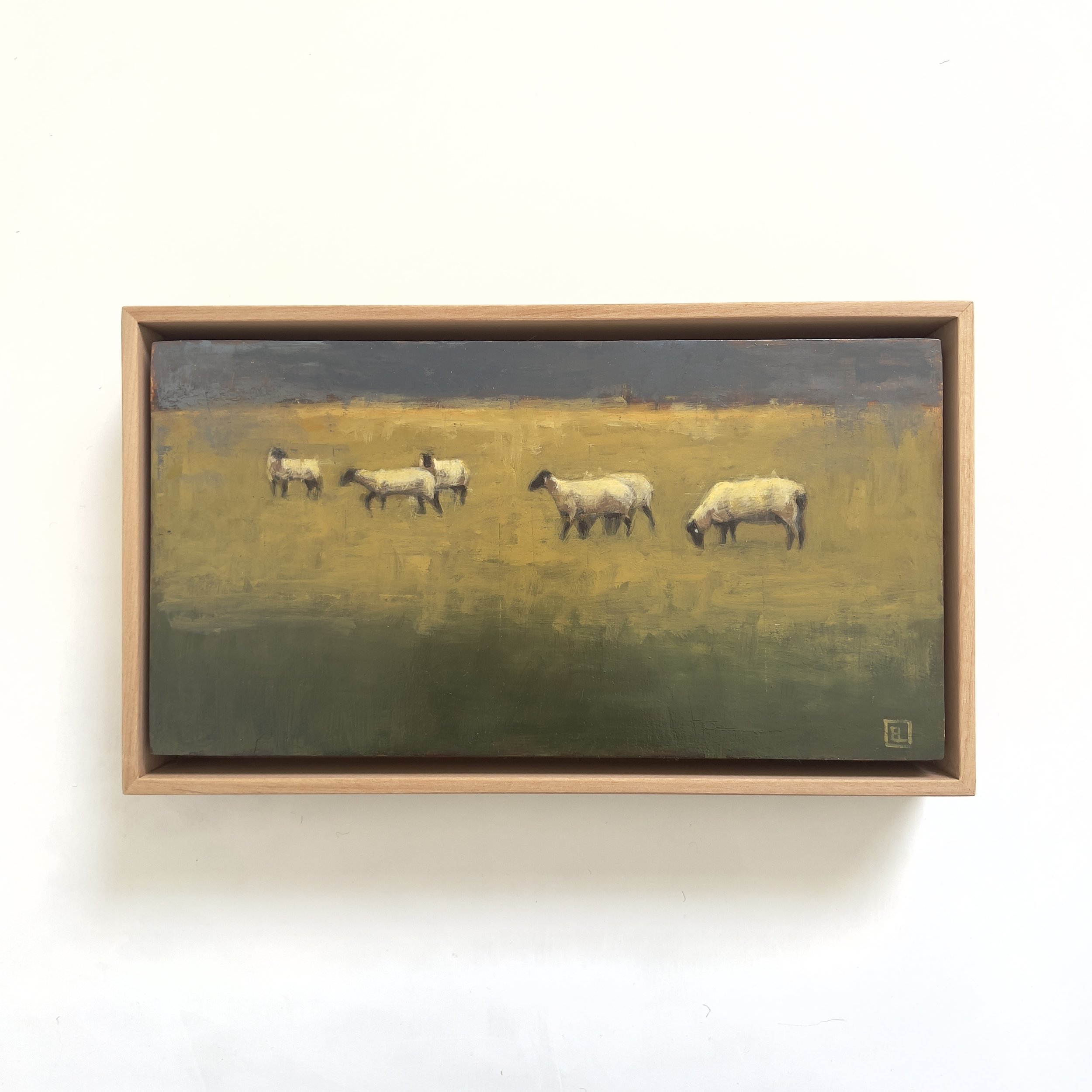 Lunch Break, 12"x6" Oil on panel