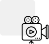 Icon of a video player with a play button and a person above it