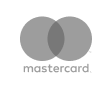 Mastercard logo featuring two overlapping circles, one gray and one black