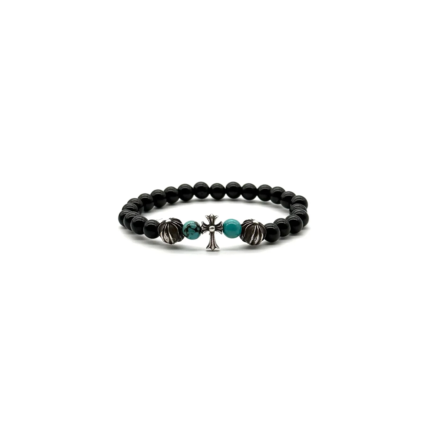 Ali Diamond chrome-hearts-6mm-obsidian-silver-cross-beaded-bracelet-1549077.webp