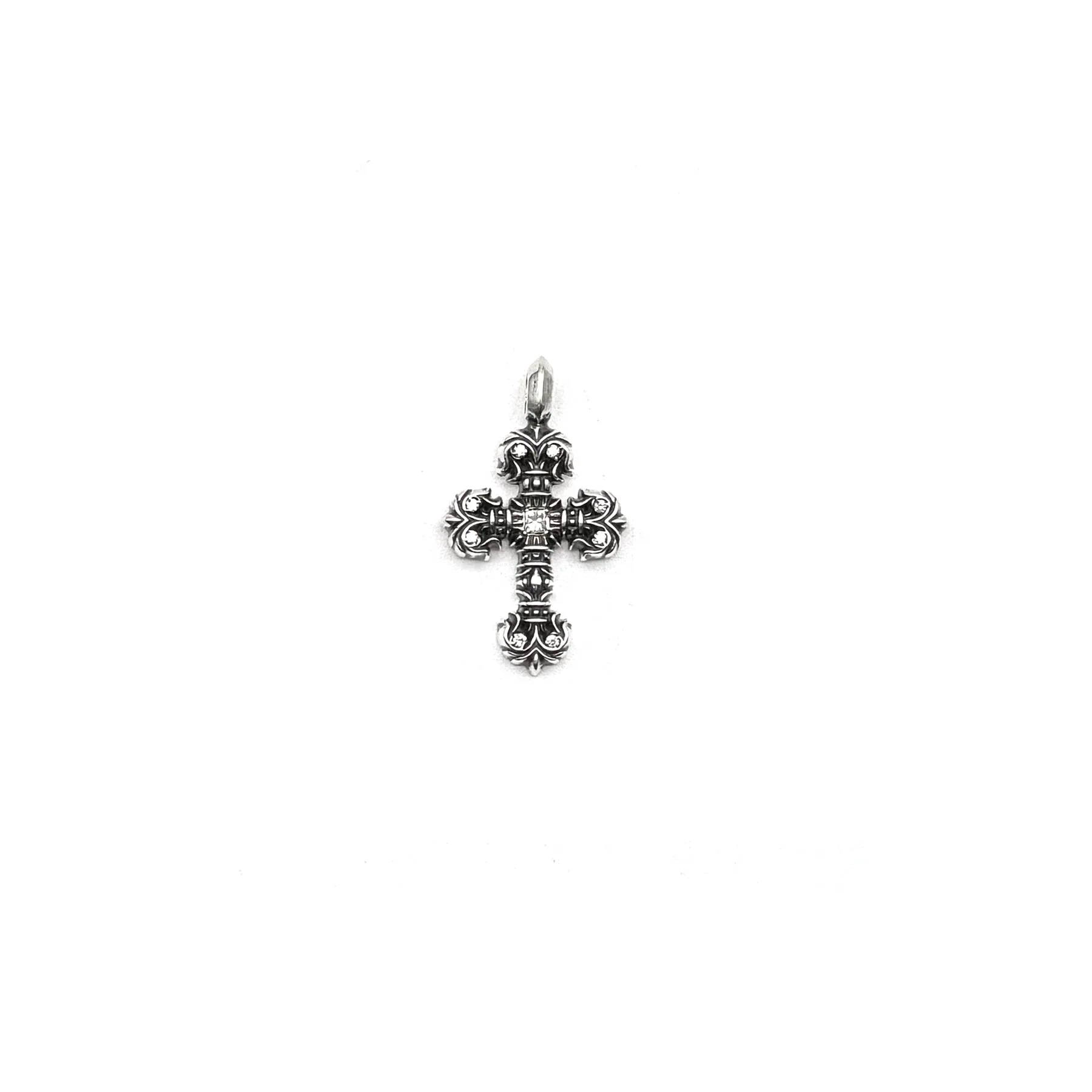 Ali Diamond chrome-hearts-silver-diamonds-filigree-cross-necklace-charm-2856145.webp