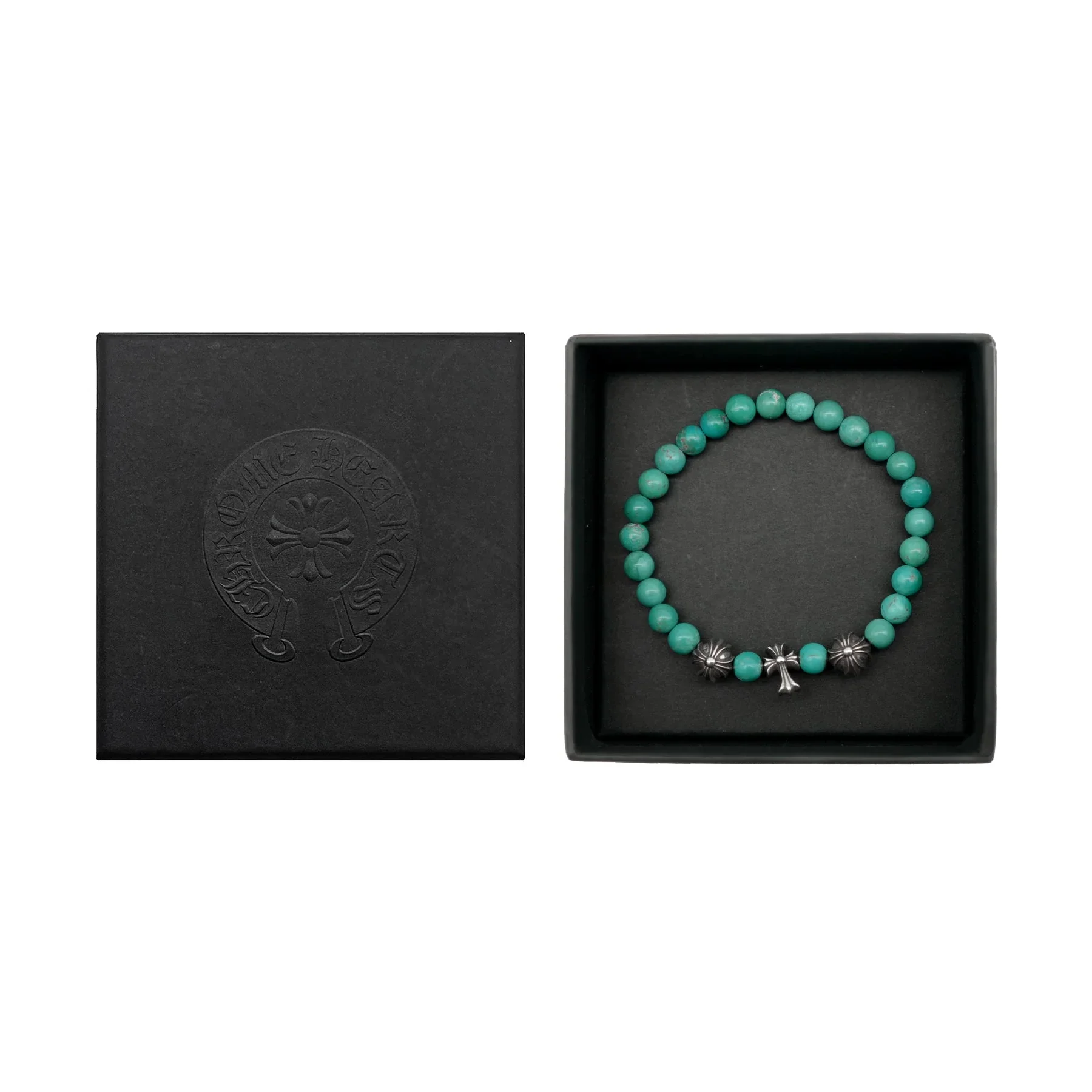 Ali Diamond chrome-hearts-6mm-turquoise-3-silver-beaded-cross-bracelet-7936022.webp
