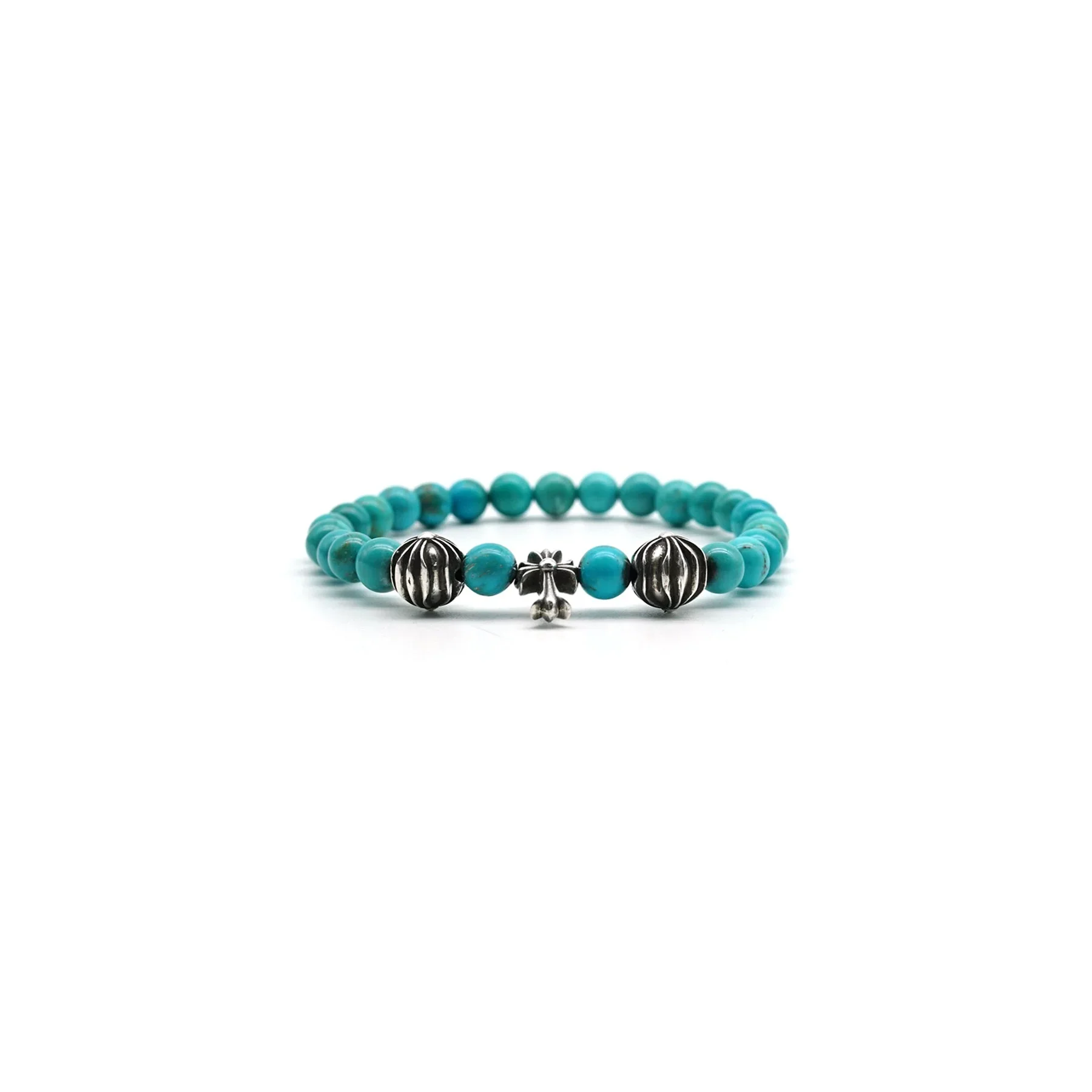 Ali Diamond chrome-hearts-6mm-turquoise-3-silver-beaded-cross-bracelet-9983858.webp