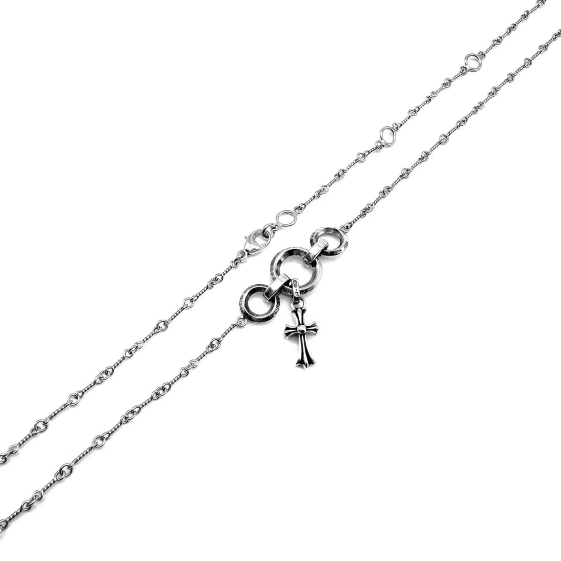 Ali Diamond chrome-hearts-18k-white-gold-twist-waist-chain-with-silver-babyfat-cross-3503738.webp