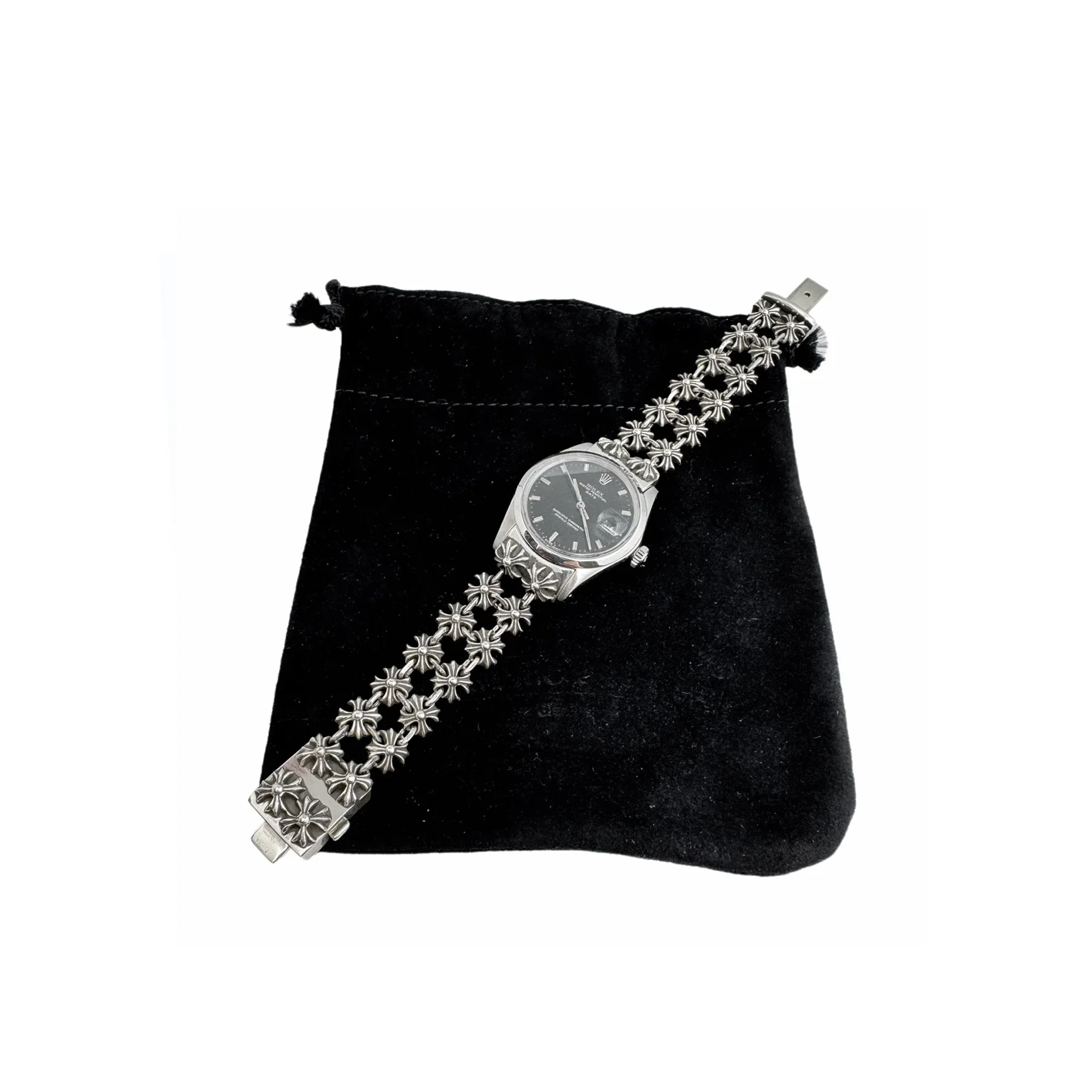 Ali Diamond chrome-hearts-rolex-black-dial-plus-double-cross-box-clasp-watch-strap-9711819.webp