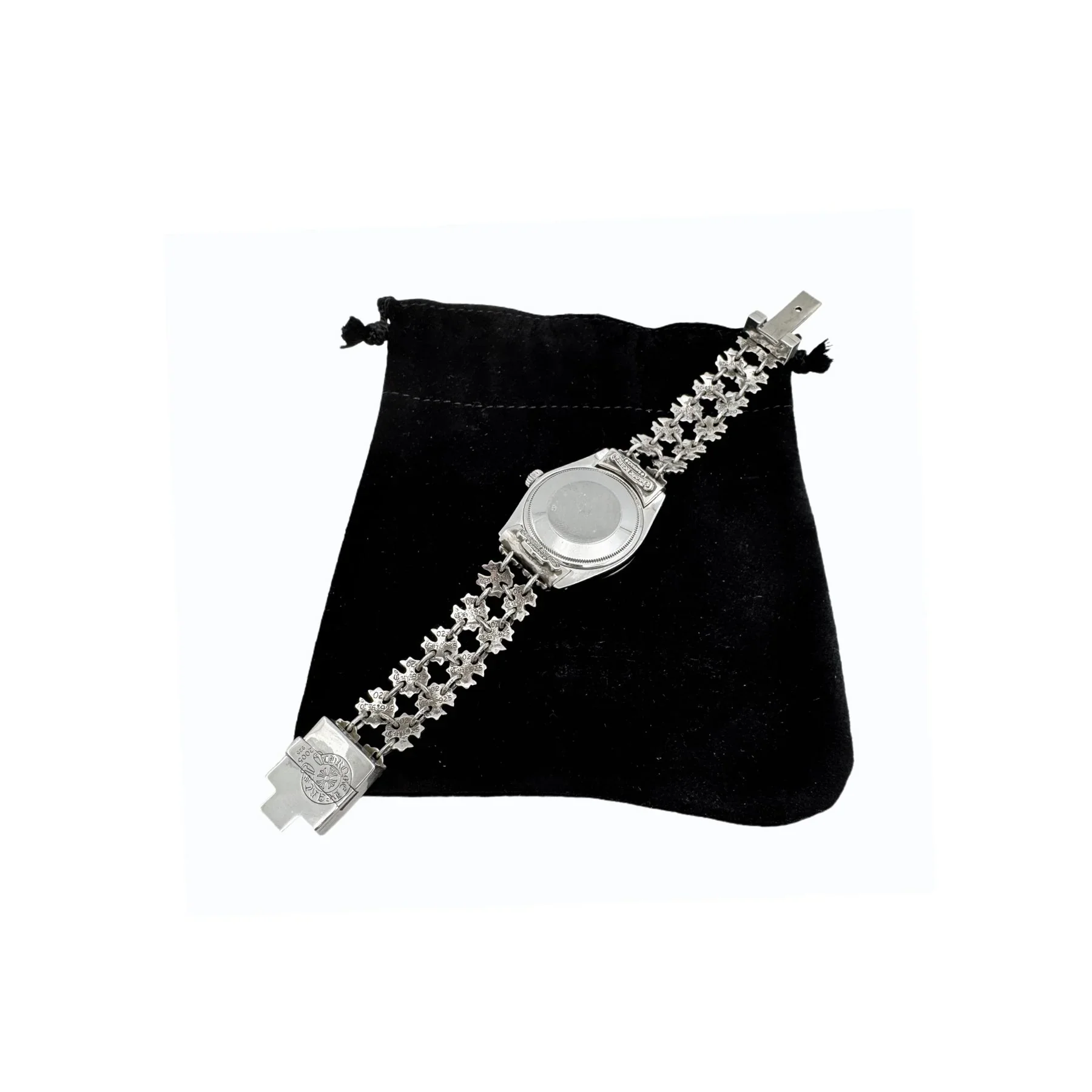 Ali Diamond chrome-hearts-rolex-black-dial-plus-double-cross-box-clasp-watch-strap-5228894.webp