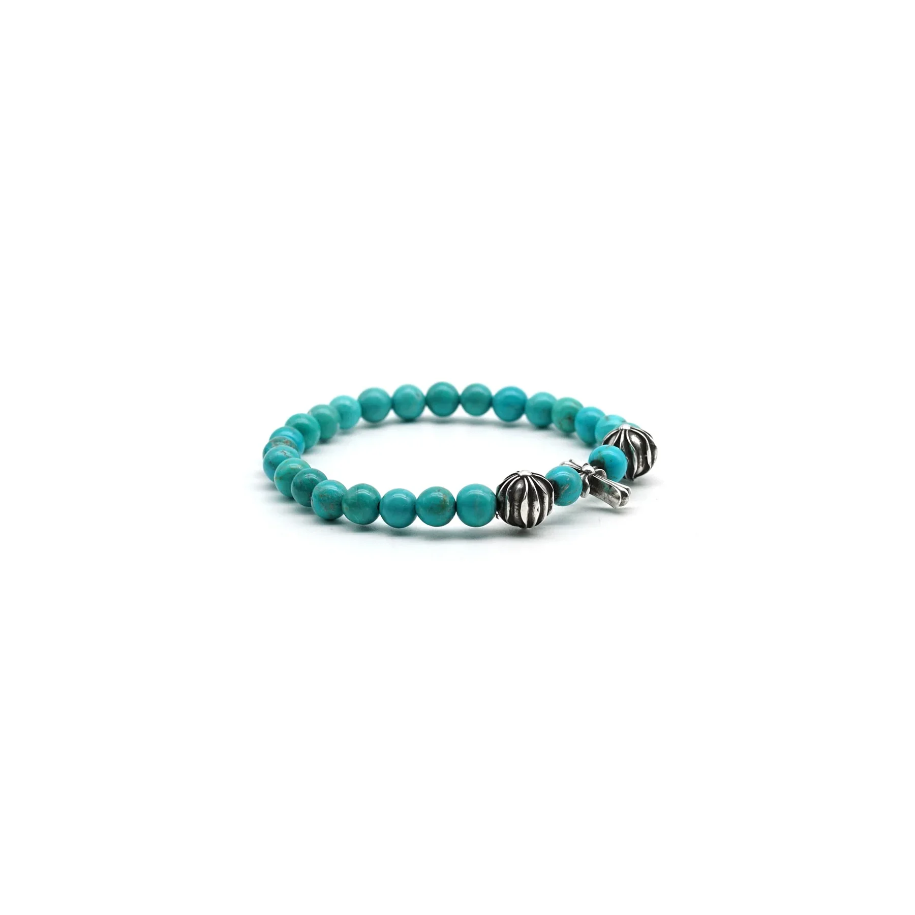 Ali Diamond chrome-hearts-6mm-turquoise-3-silver-beaded-cross-bracelet-8465290.webp