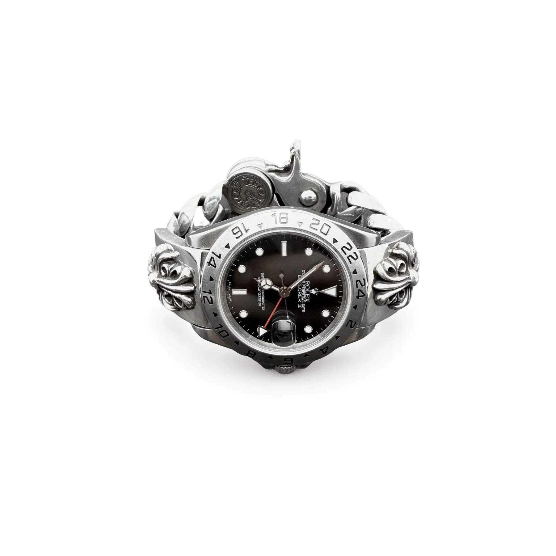 Ali Diamond chrome-hearts-rolex-black-dial-explorer-ii-lobster-clasp-keeper-watch-strap-1155756.webp