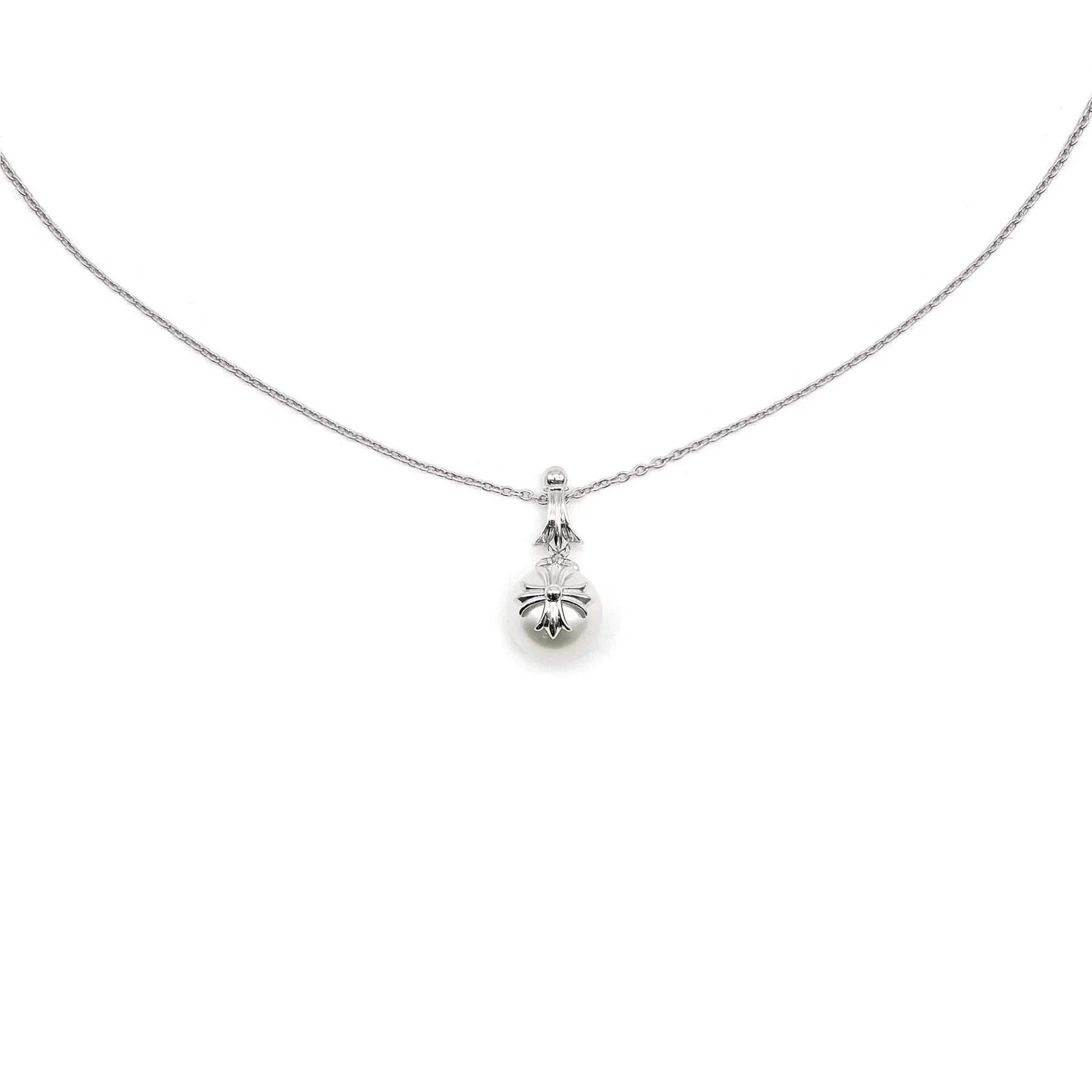 Ali Diamond chrome-hearts-mikimoto-18k-white-gold-cross-pearl-necklace-8447179.webp