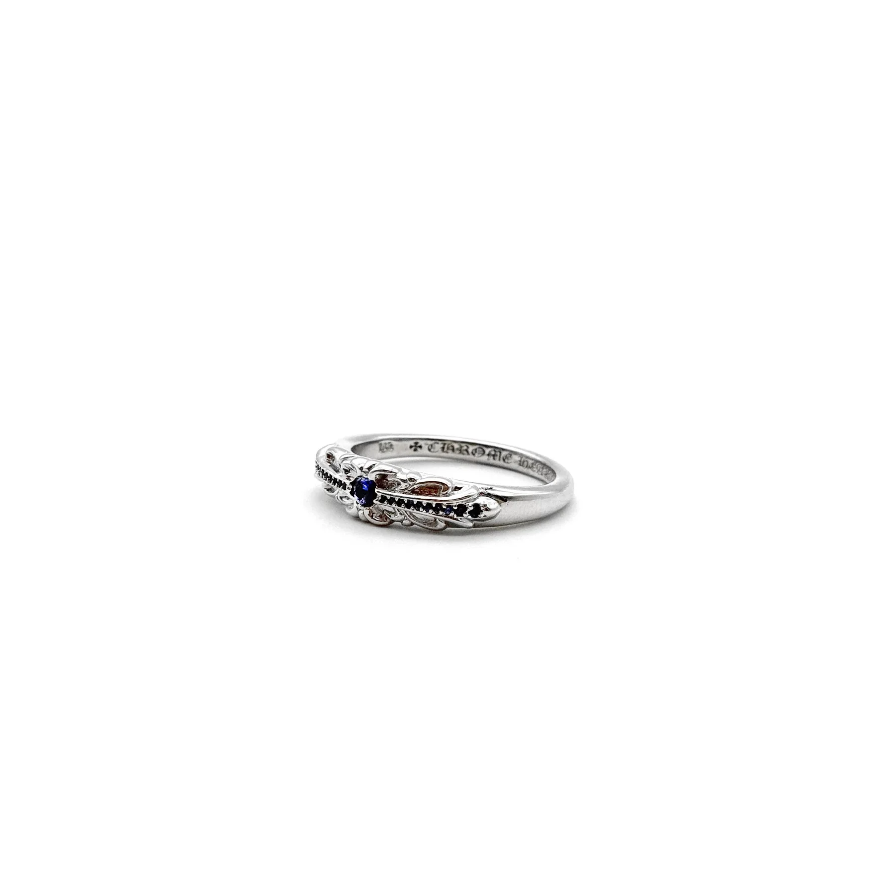 Ali Diamond chrome-hearts-18k-white-gold-blue-saph-baby-classic-floral-cross-ring-6837631.webp