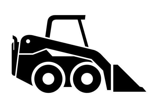 Silhouette of a skid-steer loader with a bucket attachment