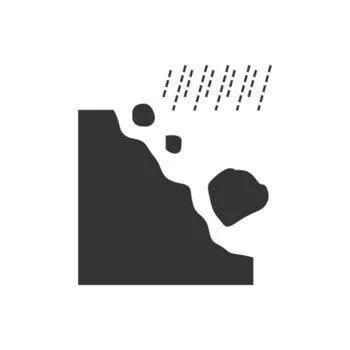 A black and white icon depicting a water slide with water droplets splashing into a pool below.