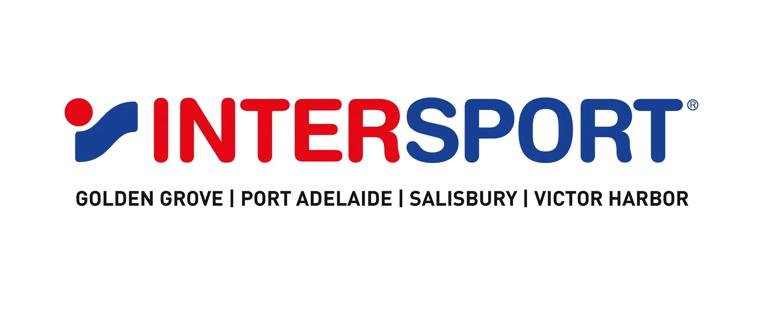 Intersport logo with locations Golden Grove, Port Adelaide, Salisbury, and Victor Harbor listed below.