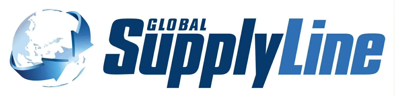 The logo for Global Supply Line, featuring a globe with arrows circling it, and the company name in bold blue letters.