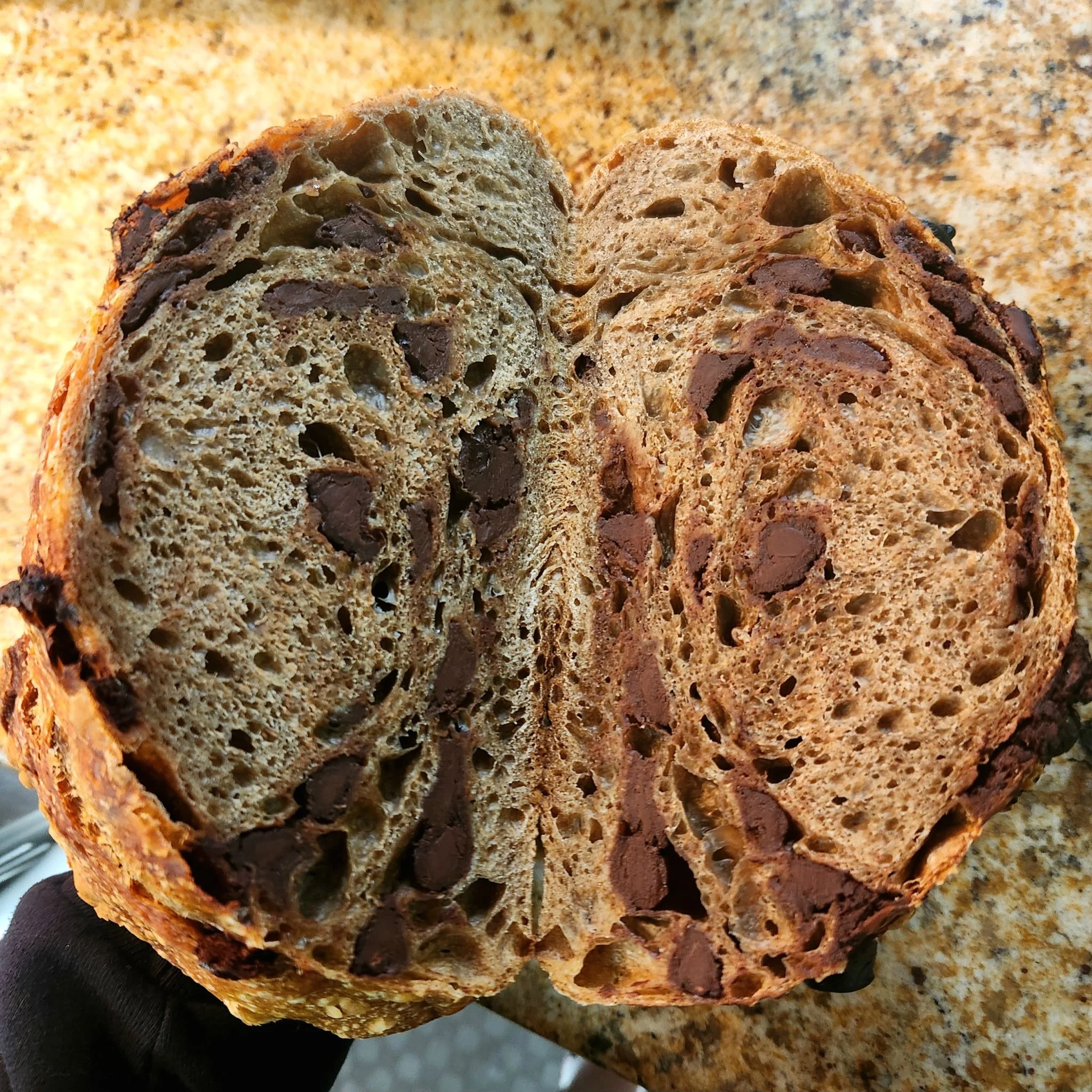 Coffee and dark chocolate sourdough loaf