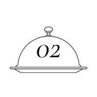 Outline of a cloche or serving dome with a handle on top and a tray underneath.