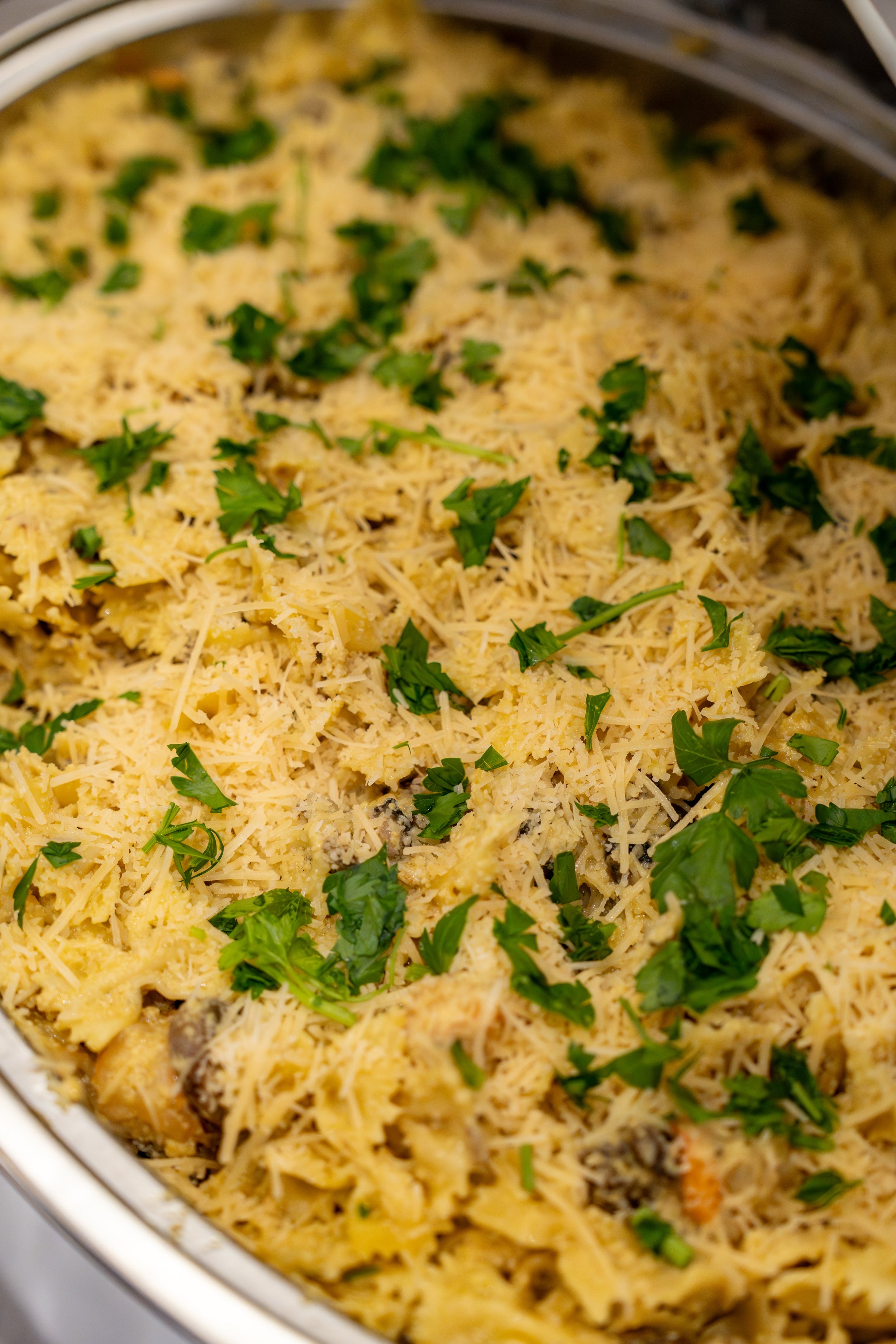 Photo of chicken alfredo with parsley