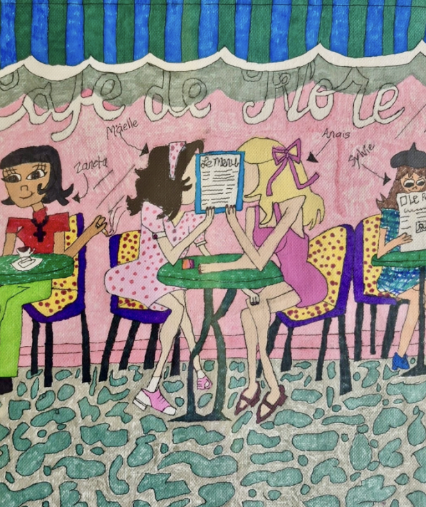 ‘Two French Lesbians Kissing
in a Cafe’

Felt pen on paper

29.7cm x 42cm
