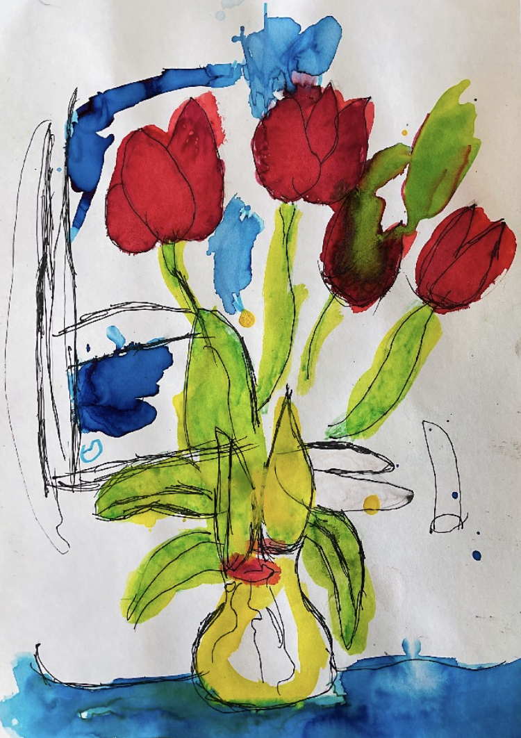 ‘Tulips’
Ink and pen on paper
29.7cm x 42cm
