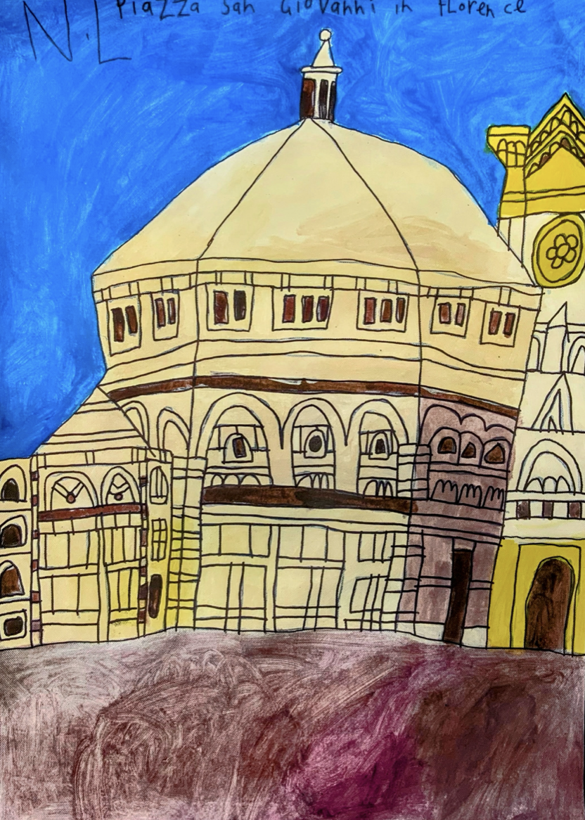 ‘Piazza San Giovanni’
Acrylic paint and pen on paper
42cm x 59.4cm