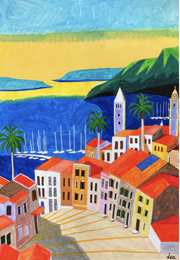 ‘Hvar, Island of Croatia’
Acrylic paint and pastel on paper
59.4cm x 42cm