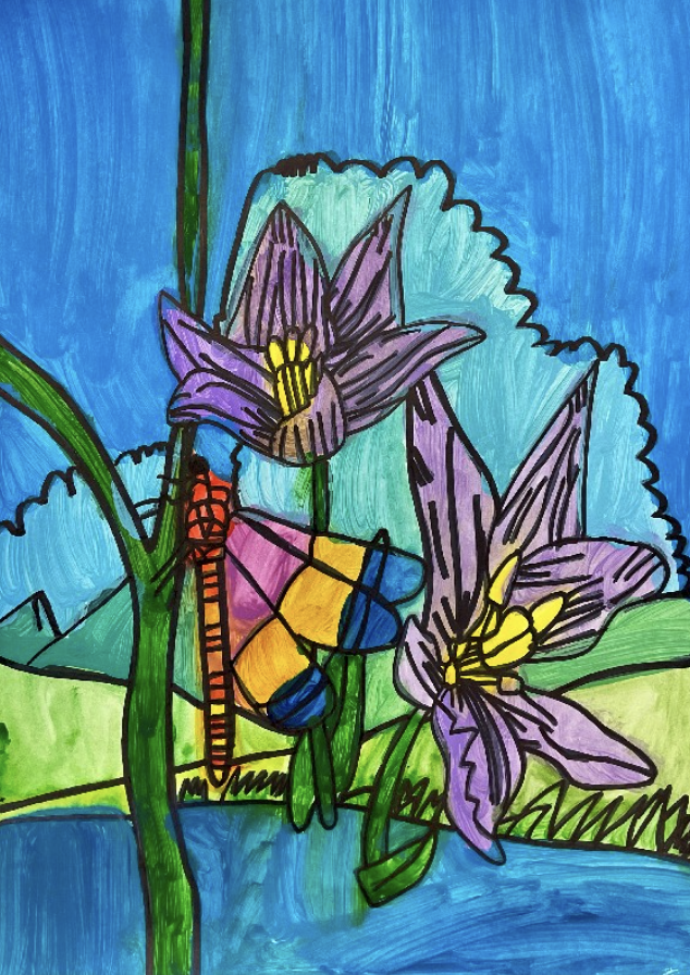 ‘Dragonfly’
Acrylic paint and Pen on paper
59.4cm x 42cm