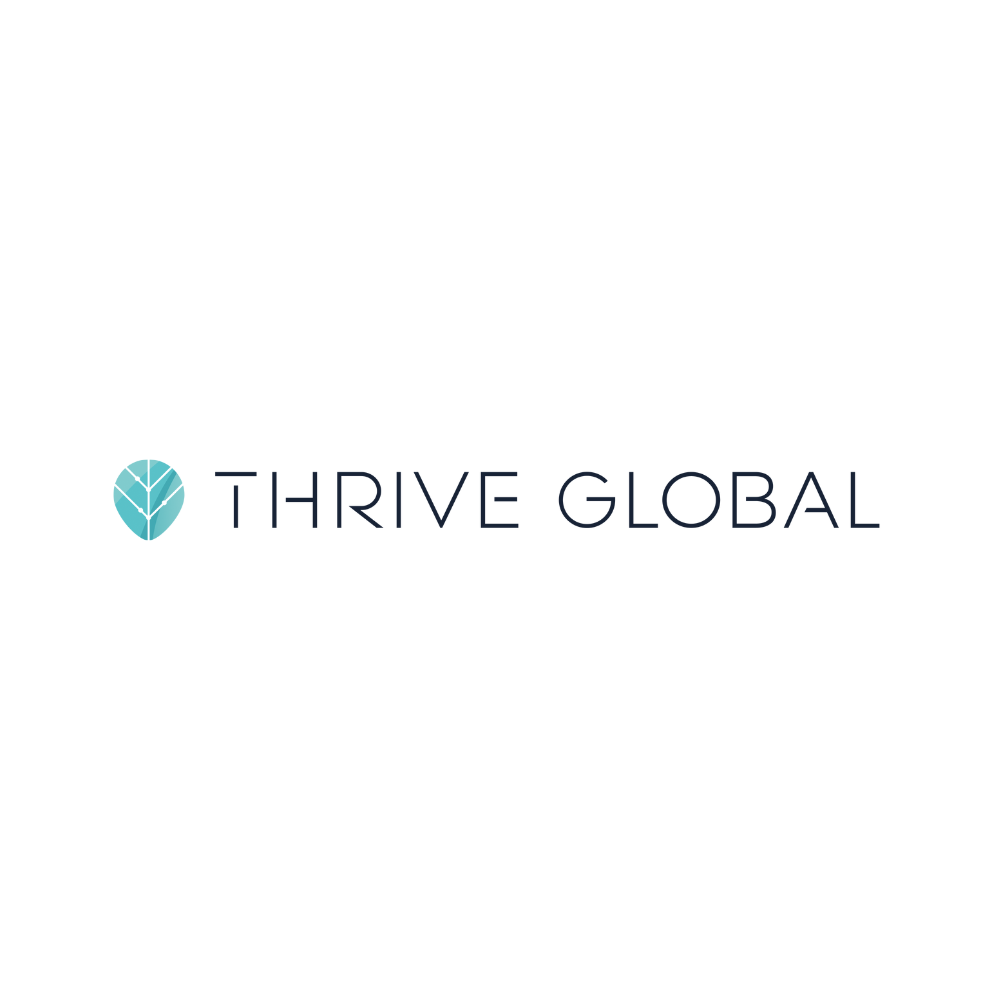 Thrive Global logo with a leaf icon on the left and the company name in modern font.