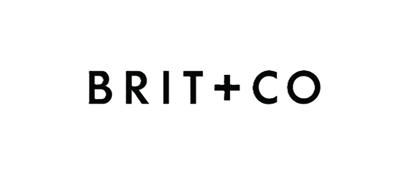 The logo for BRIT + CO with black text on a white background.