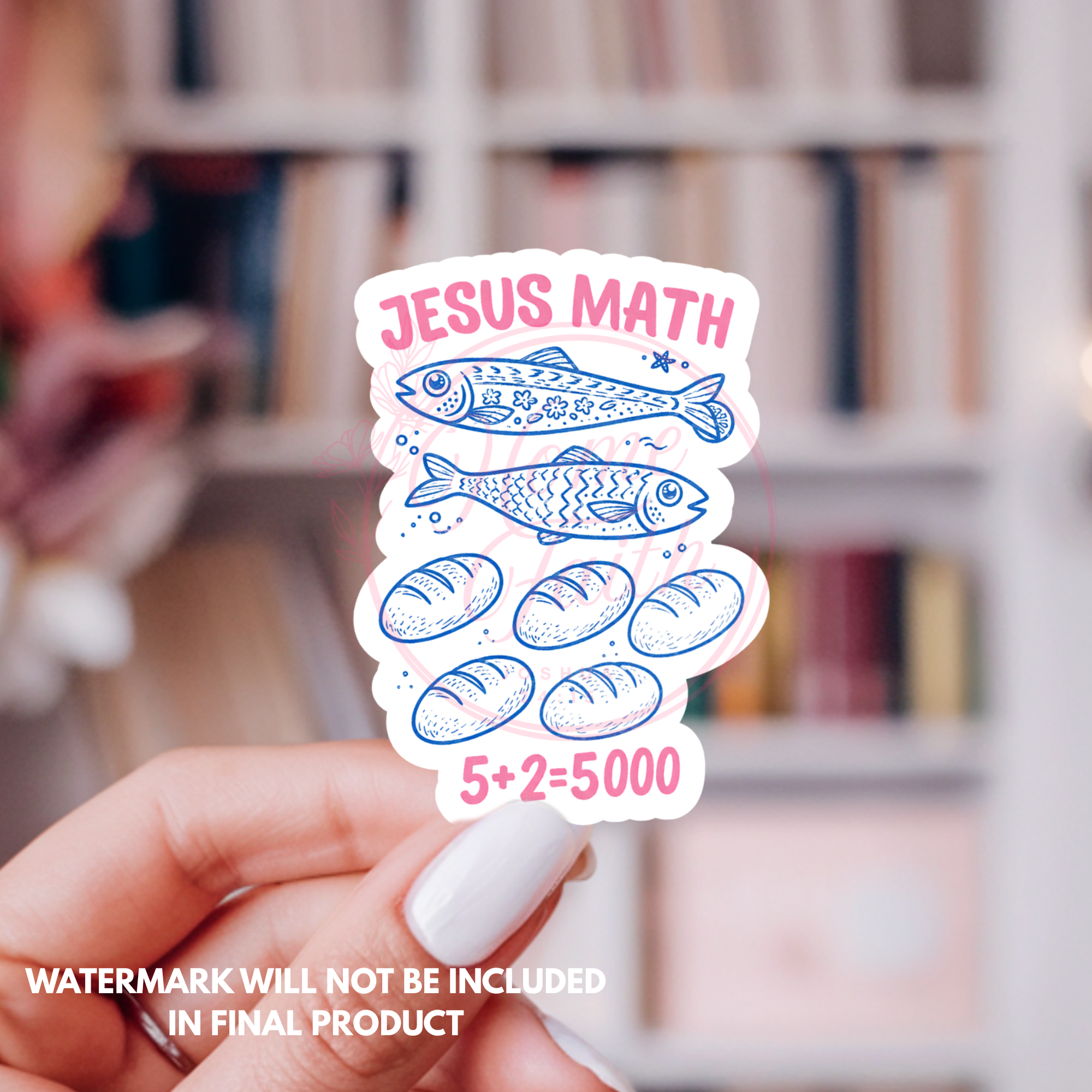 Funny Christian Sticker - Jesus Feeds 5000 Cute Fishes and Loaves Vinyl Bottle/Laptop sticker - Jesus Math sticker- He will Provide Bible Verse decal