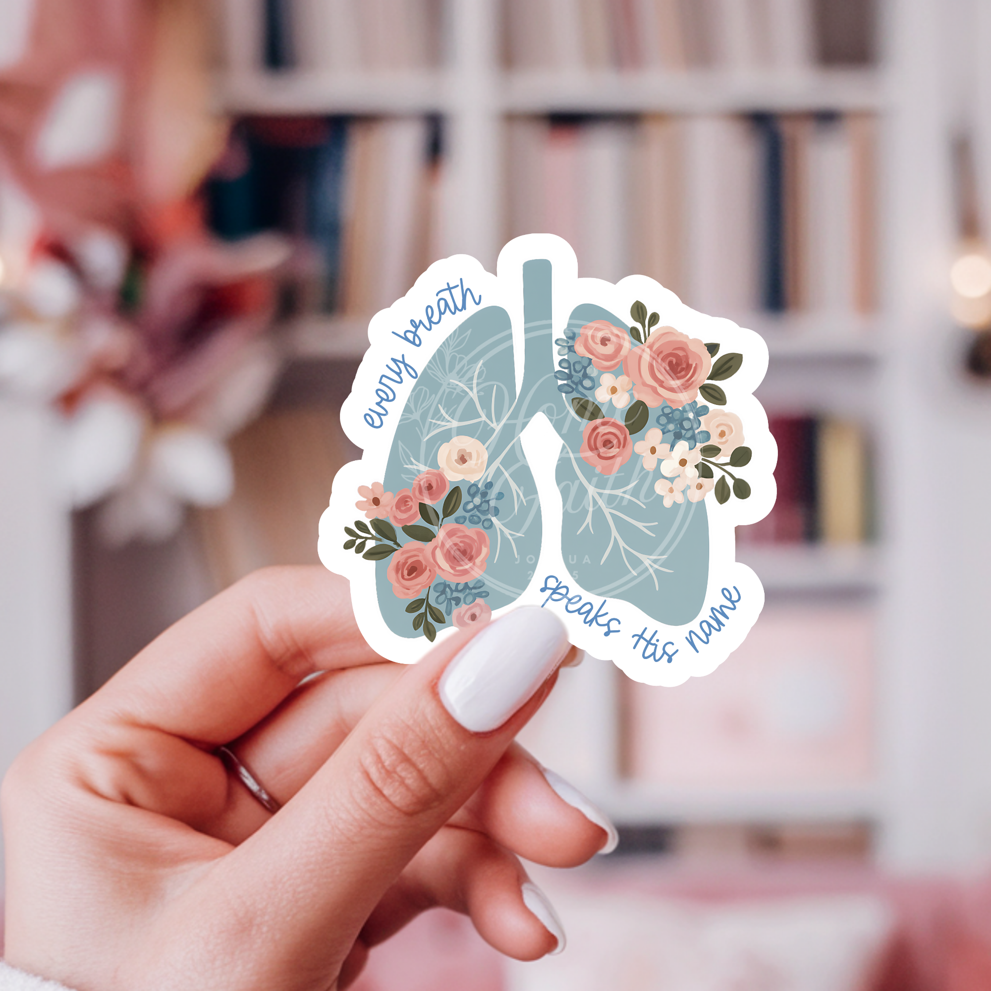 Floral YHWH Sticker - Every breath speaks His name Lungs Bible verse vinyl sticker for water bottles preppy phone cases & journals