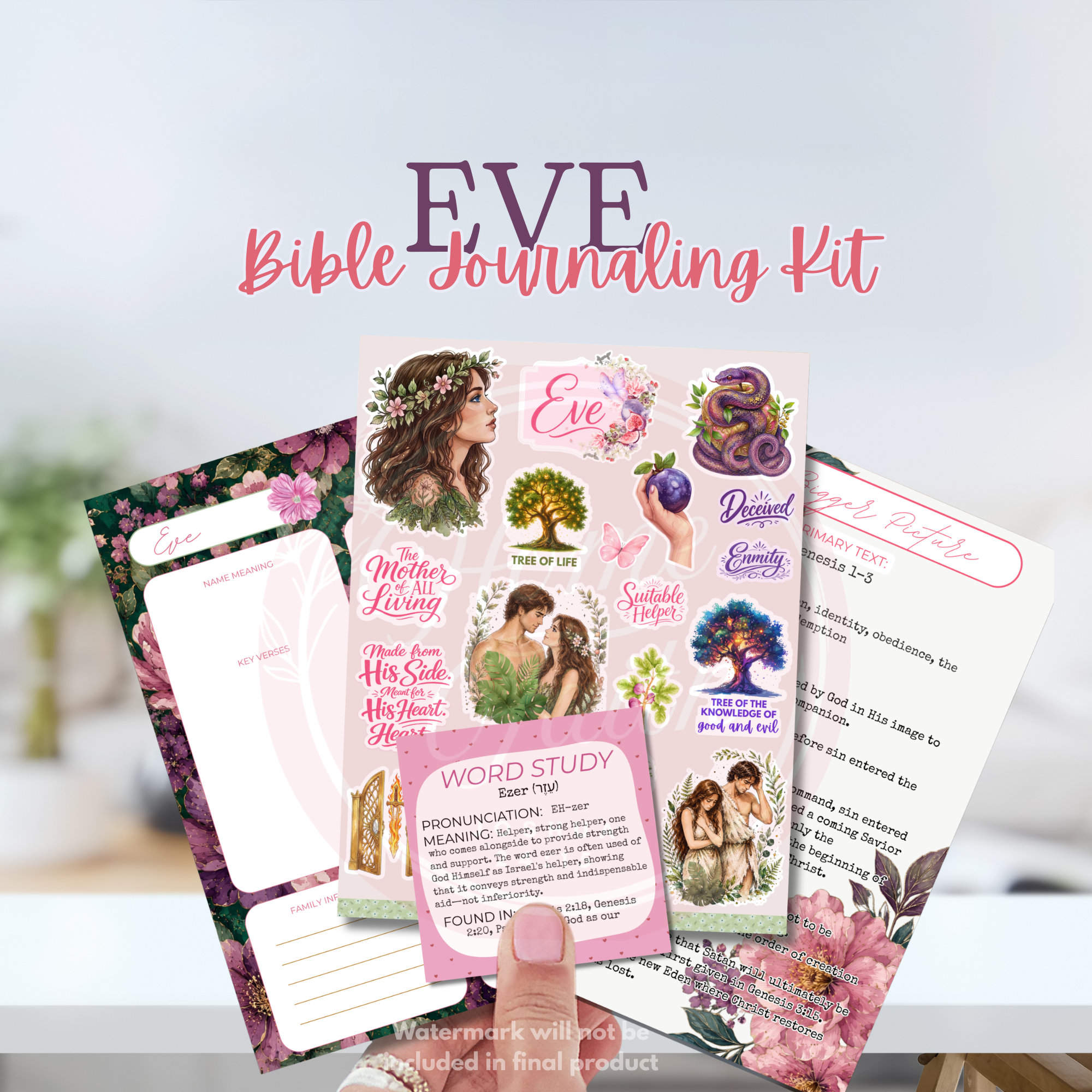 Eve Bible Journaling Sticker Sheets | Women of the Bible Study Kit | Genesis Bible Study Stickers | Christian Journal Supplies