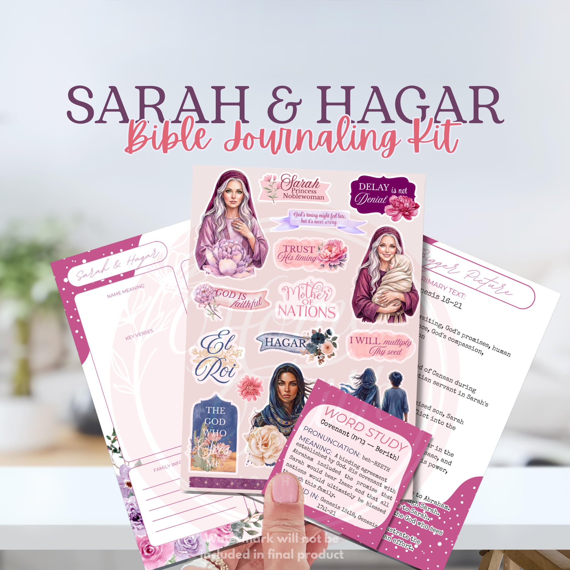 Sarah & Hagar Bible Journaling Sticker Sheets | Women of the Bible Study Kit | Genesis Bible Study Stickers | Christian Journal Supplies
