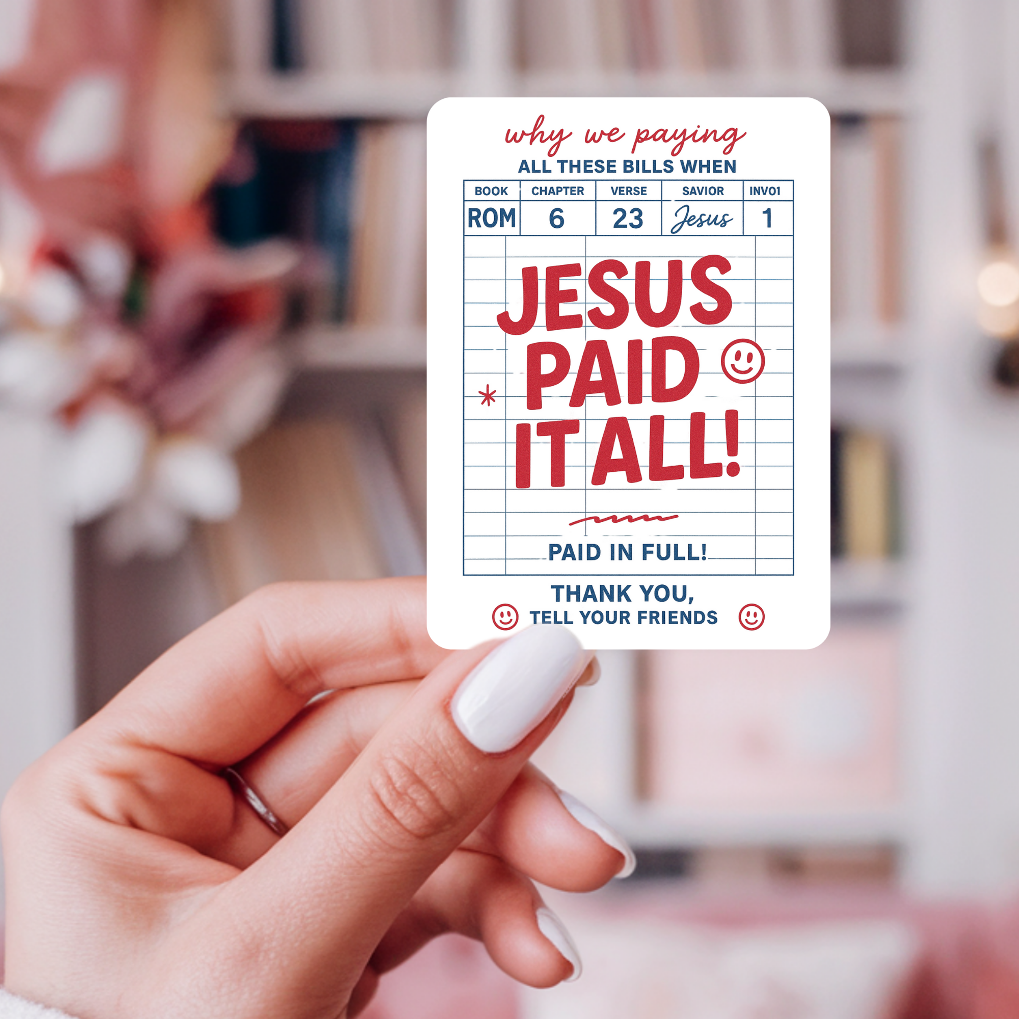 Jesus Paid it All Vinyl Sticker - Bill Receipt Christian Waterproof Laptop Sticker - Bible Journaling - Planner Scripture Sticker - Encouragement Gift