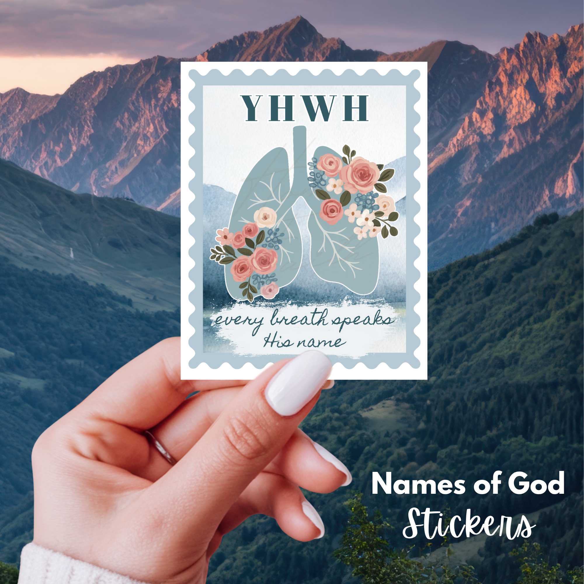 Names of God Stickers - YHWH Bible Verse Journaling sticker - Lungs Every Breath Speaks His Name Waterproof Christian sticker for water bottle and laptop