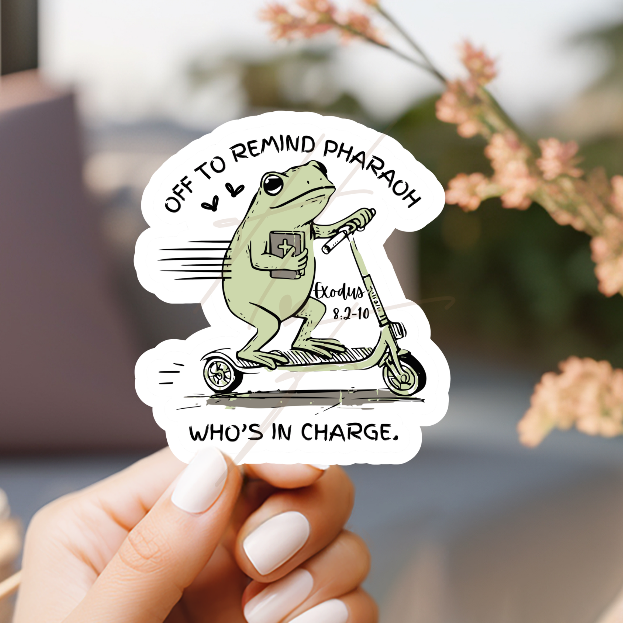 Christian Funny Sticker - Waterproof Laptop decal Off to Praise the Lord - Bible Journaling sticker Exodus Plagues Study - Faith Planner Gift for Friend - Church Group Youth Ministry