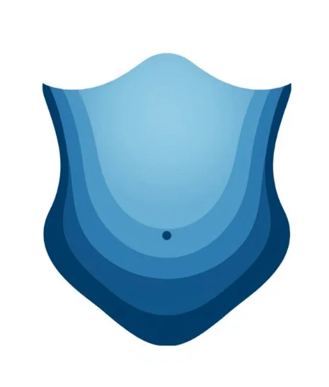 Stylized blue abdomen icon with gradient shading.