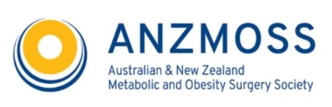 Logo of ANZMOSS, Australian & New Zealand Metabolic and Obesity Surgery Society, featuring a circular yellow emblem with blue accents.