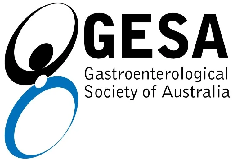 Logo of the Gastroenterological Society of Australia (GESA), featuring a stylized medical figure and the organization's name.