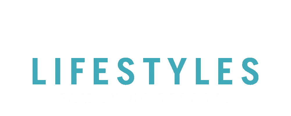 Lifestyles Family of Resorts logo with text and graphic symbol.