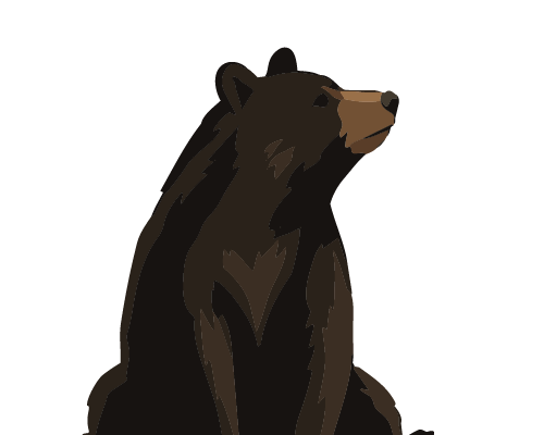 A digital illustration of a brown bear sitting and looking to the right.