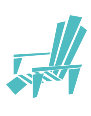 Simple illustration of a lounge chair with three tall side tables or decorative panels beside it.