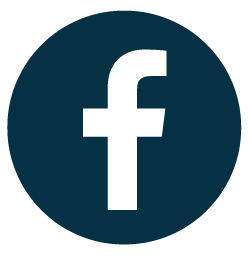 Facebook logo with a lowercase 'f' on a dark background.