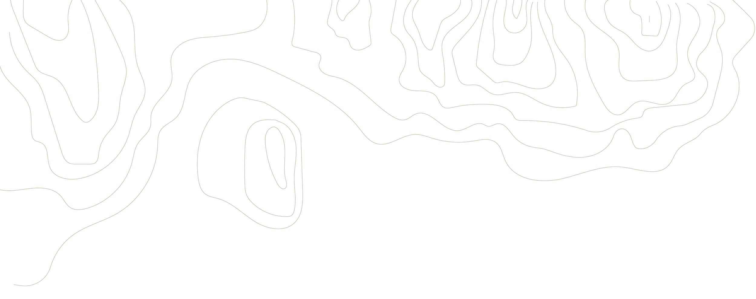Topographical map with white contour lines on a black background.