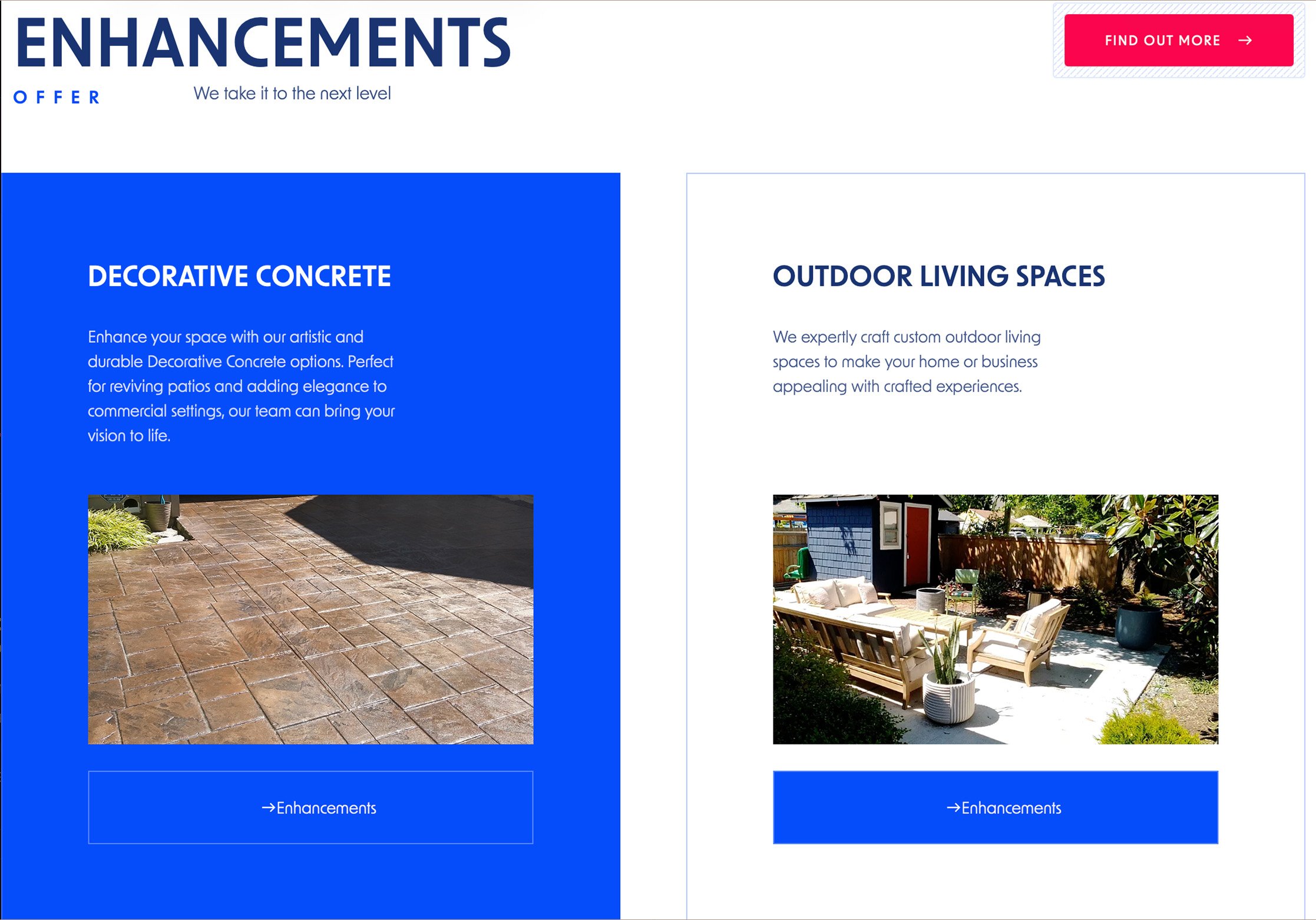 A picture of the Enhancements section of FRCC website