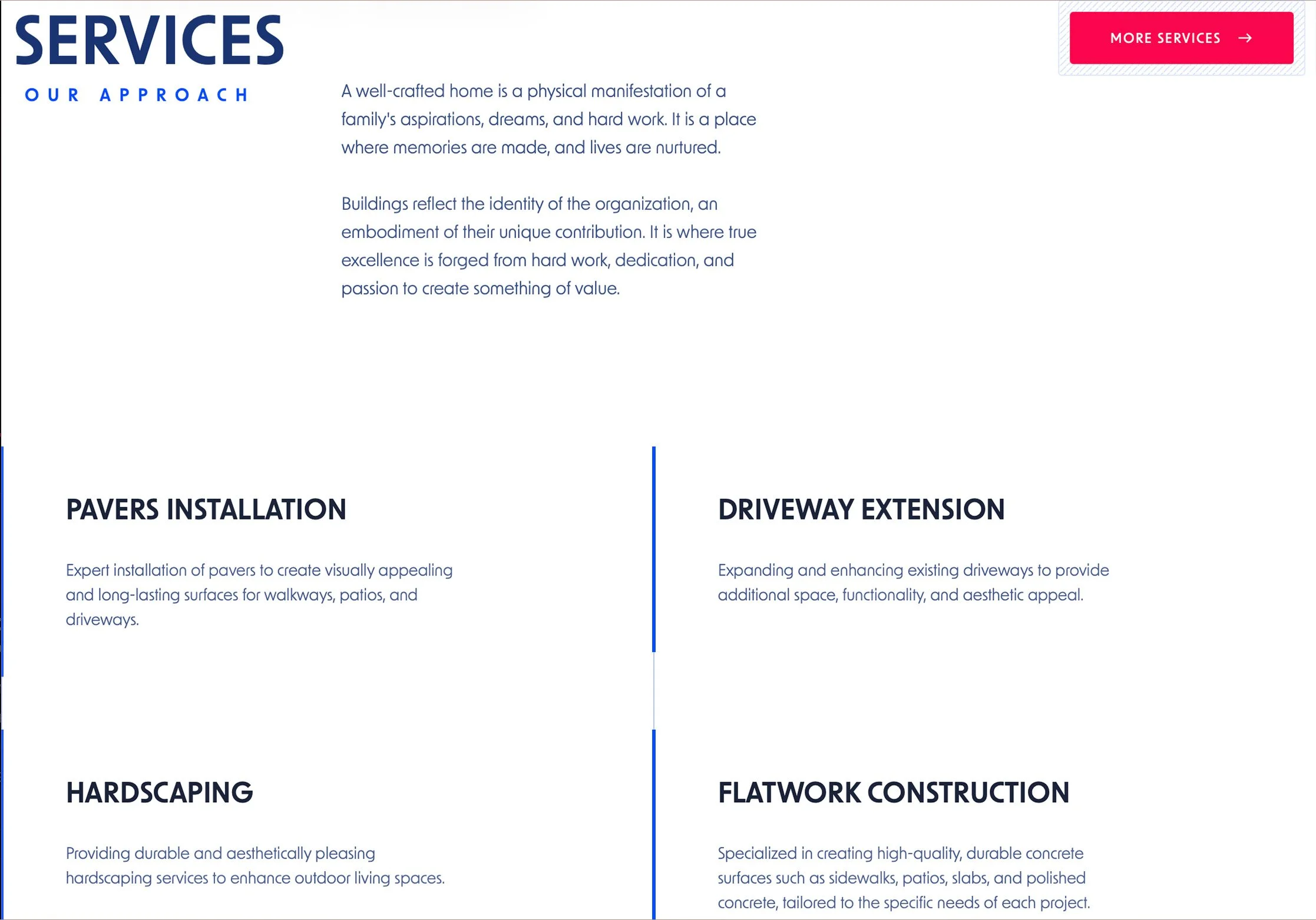 A picture of the services menu in FRCC website